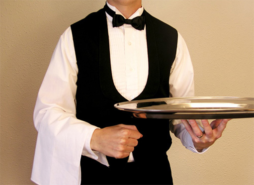 Event server with serving tray
